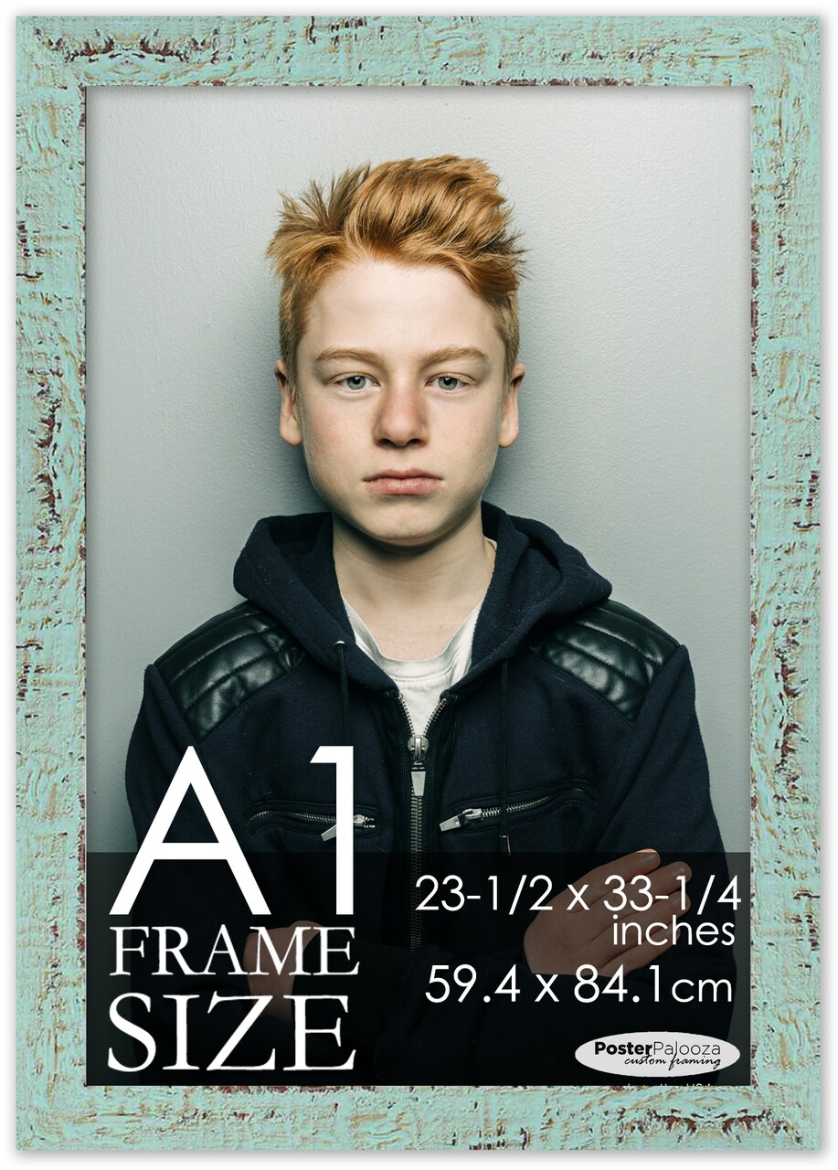 Photo Size Shabby Chic Green Picture Frame - UV Acrylic, Foam Board Backing, Hanging Hardware